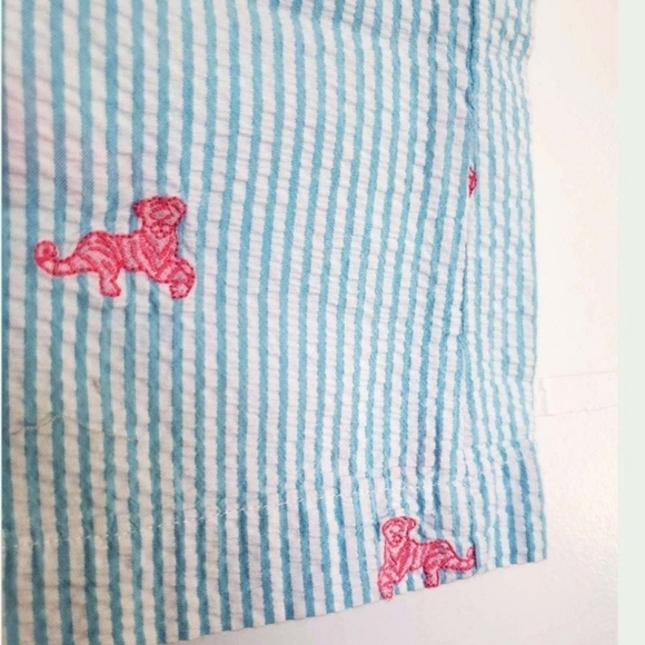 Lilly Pulitzer Blue Seersucker Tiger Pants Girls PERFECT SHAPE SZ 7 - Picture 5 of 5